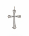 Medium Cross Baguette Paved Diamond Necklace Pendant 14K