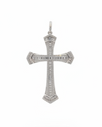Medium Cross Baguette Paved Diamond Necklace Pendant 14K