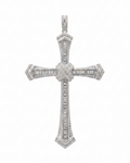 Large Cross Baguette Paved Diamond Necklace Pendant 14K