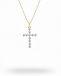 Golden Dainty Cross Diamond Necklace 14K