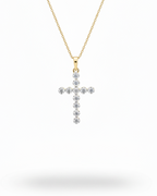 Golden Dainty Cross Diamond Necklace 14K