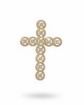 Golden Cross Halo Diamond Necklace Pendant 14K
