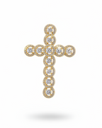 Golden Cross Halo Diamond Necklace Pendant 14K