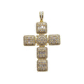 Golden Cross Cushion Paved Diamond Necklace Pendant 14K