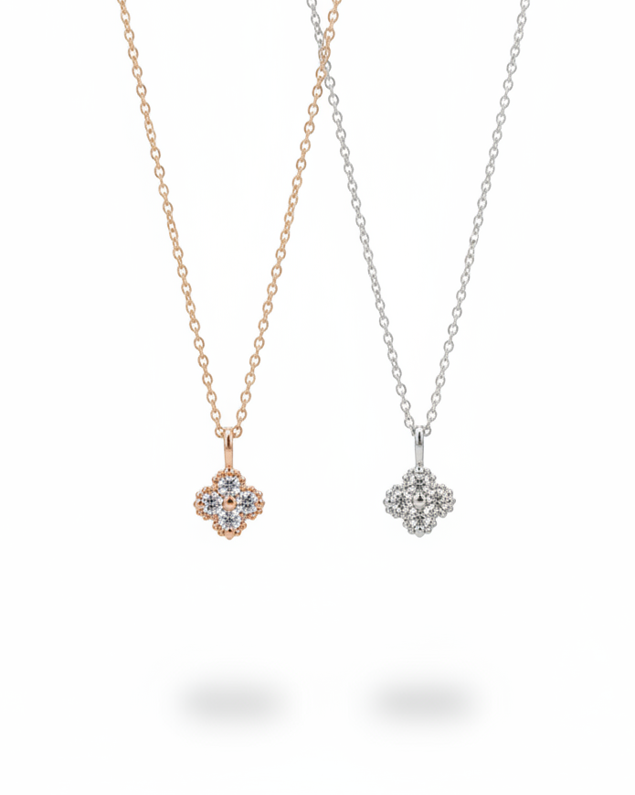 Classic Clover Diamond Necklace 14K