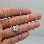 Classic Heart Two-Tone Invisible Setting Diamond Necklace 14K