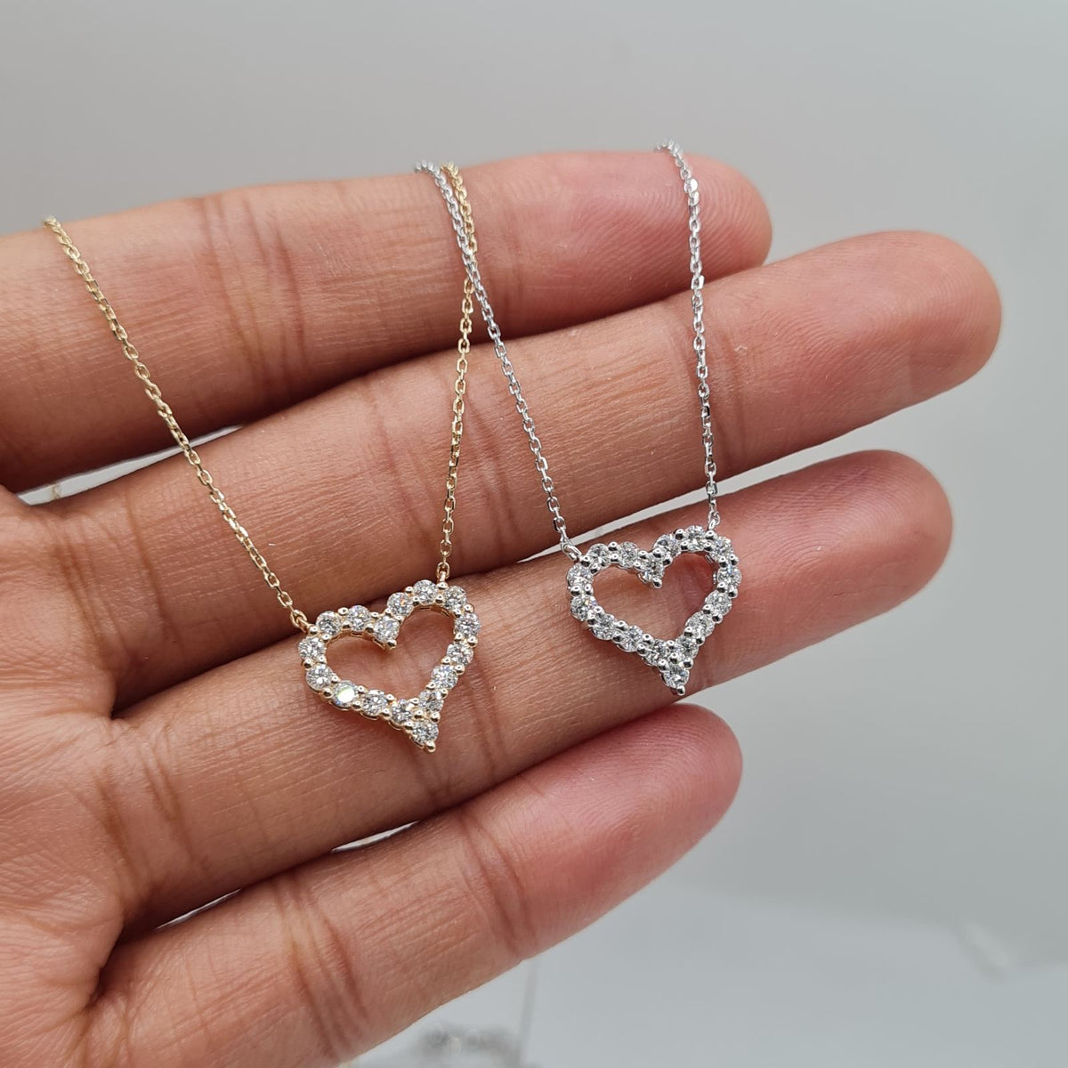 Classic Heart Dainty Diamond Pave Necklace 14K