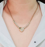 Classic Heart Center Piece Golden Beaded Diamond Necklace 18K