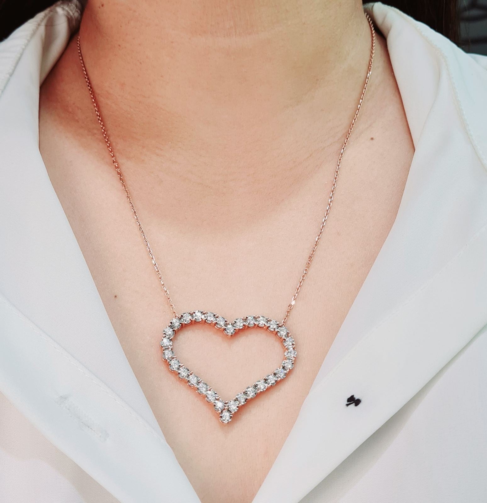 Classic Heart Rosegold Diamond Necklace 14K