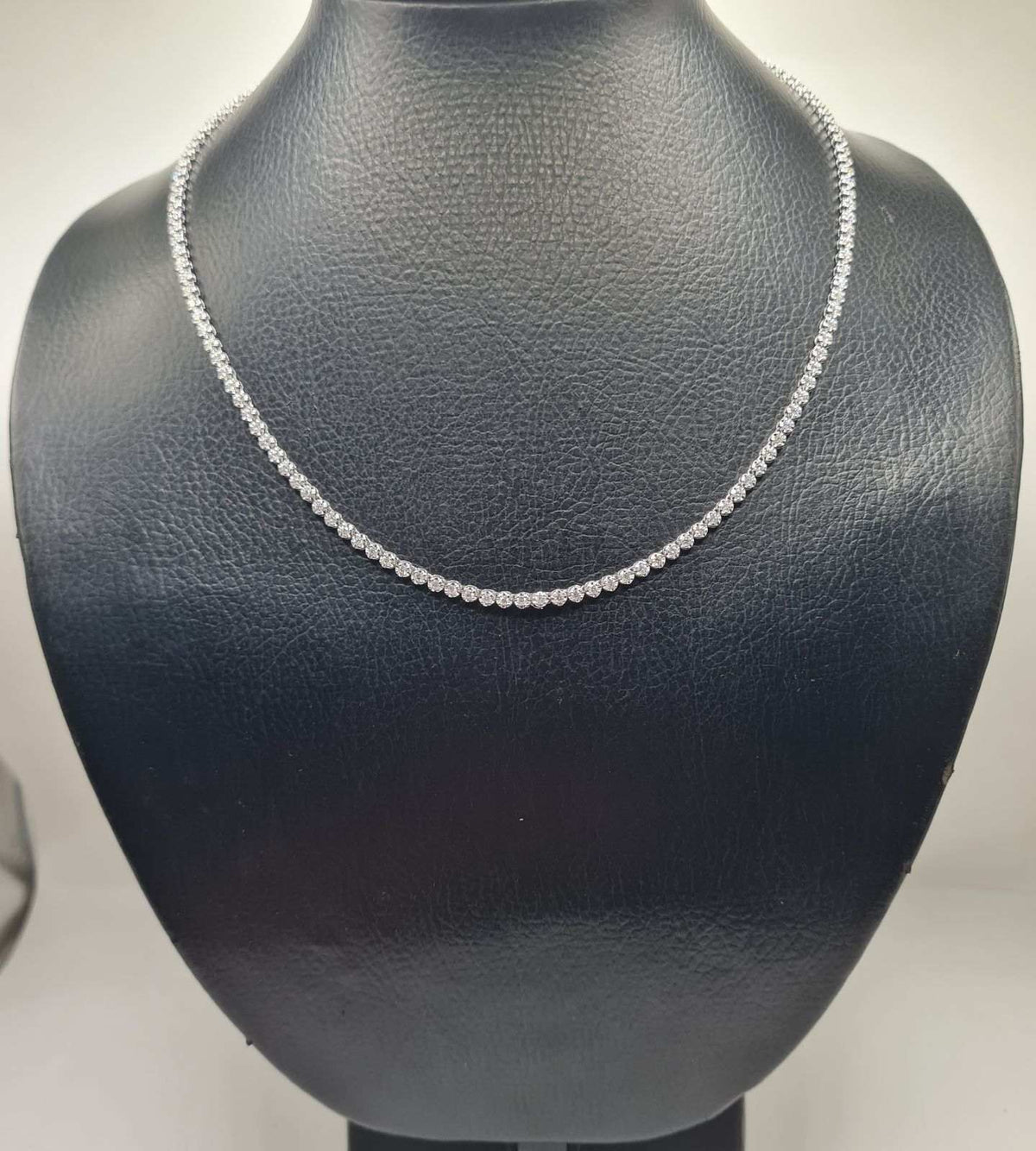 Classic Eternity Round Pave Tennis Diamond Necklace 14K