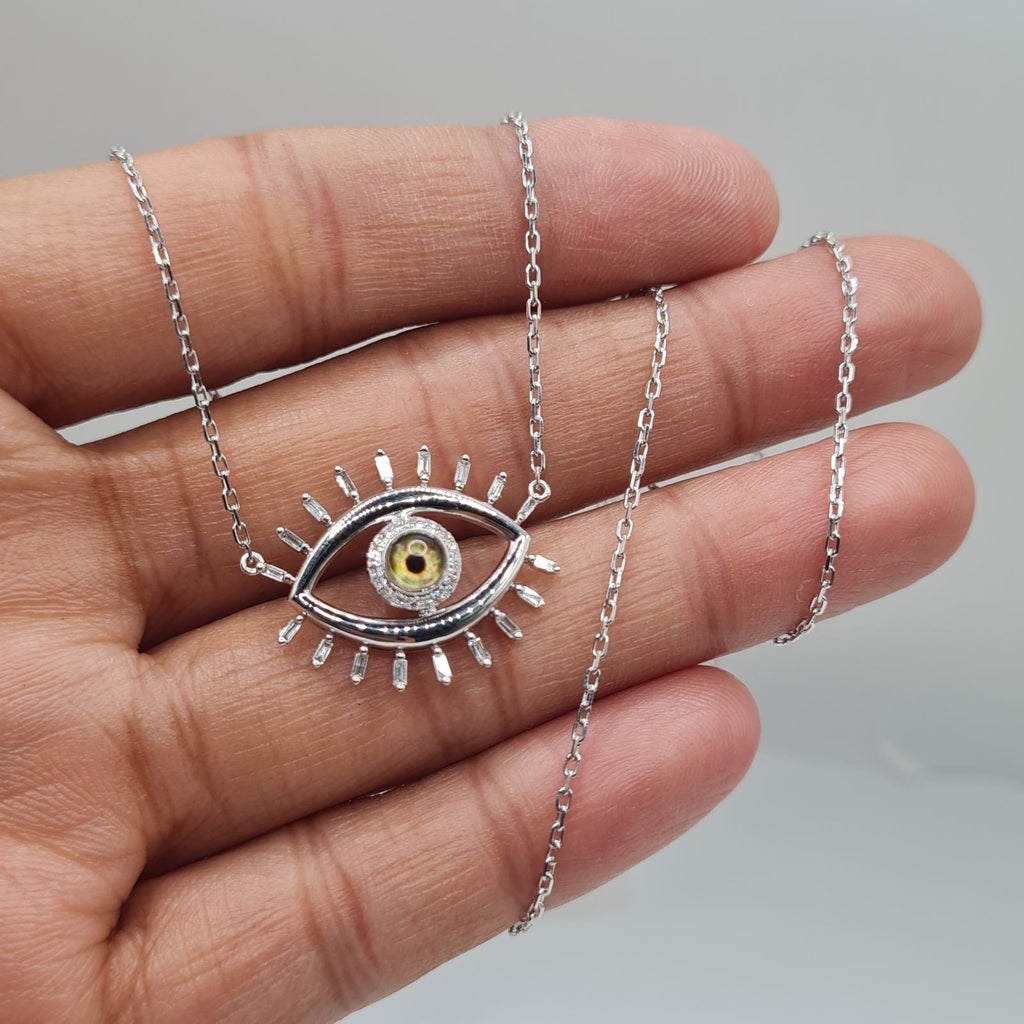 Evil Eye Diamond Necklace 14K
