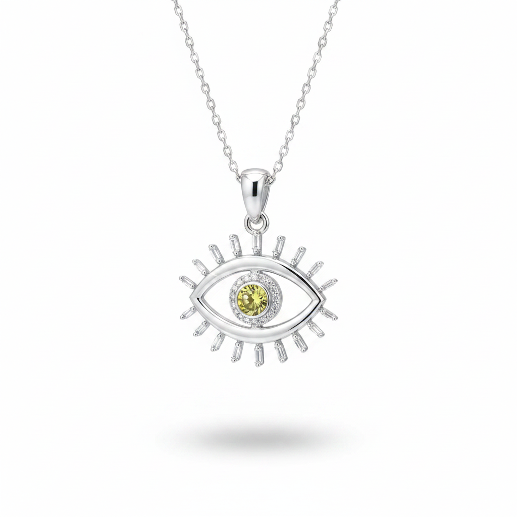 Evil Eye Diamond Necklace 14K
