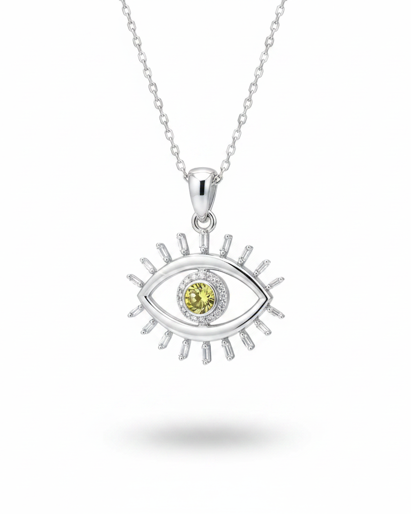 Evil Eye Diamond Necklace 14K
