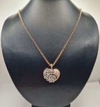 Classic Heart Studded Diamond Pave Rope Chain Necklace 18K