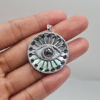 Evil Eye Black Diamond Mother of Pearl Diamond Necklace Pendant 14K
