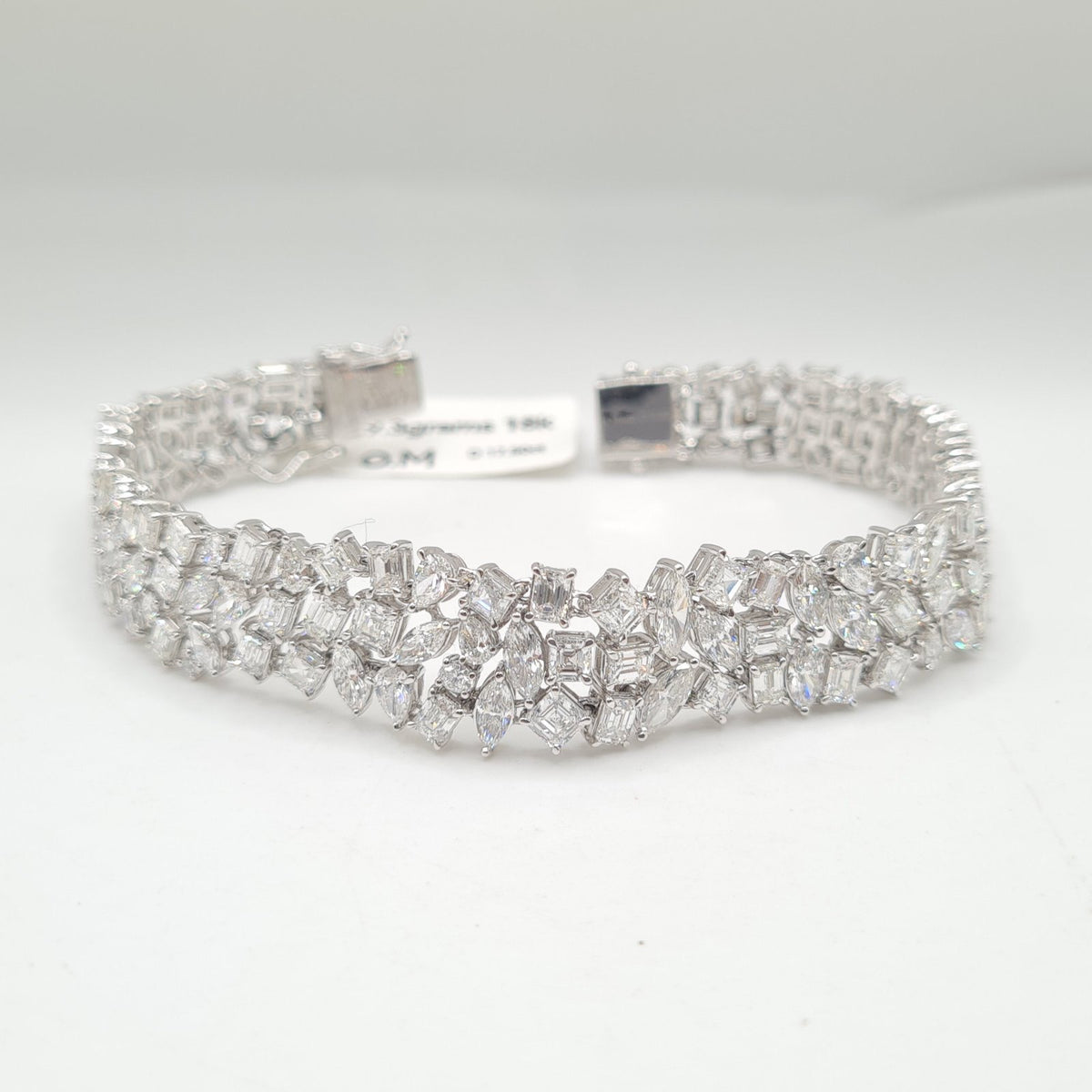 XX Classic Multi Shape Solitaire Cluster Diamond Pave Bracelet 18K