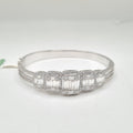 XX Classic White Gold Emerald Baguette Invisible Setting Diamond Pave Bangle Bracelet 18K