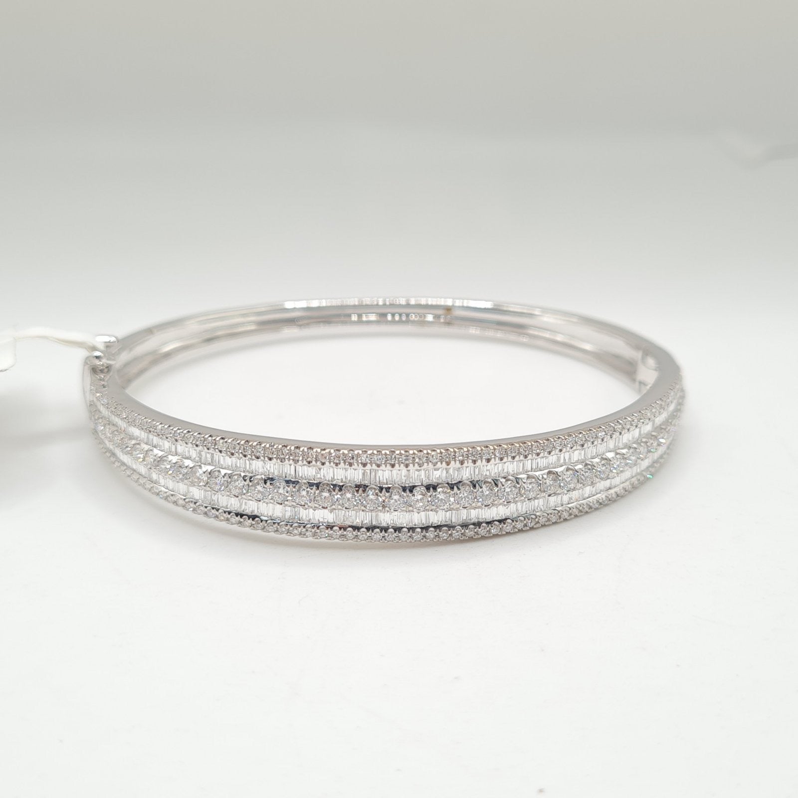 XX Classic White Gold Half Eternity Diamond Bangle Bracelet 14K