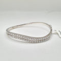 XX Classic White Gold Wave Round Half Eternity Diamond Pave Bangle Bracelet 18K