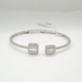 XX Classic White Gold Emerald Baguette Diamond Open Cuff Bangle Bracelet 14K