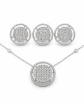 Classic Round Halo Invisible Setting Statement Diamond Jewelry Set 14K