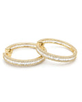 Classic Golden Baguette Hoop Statement Diamond Earrings 14K