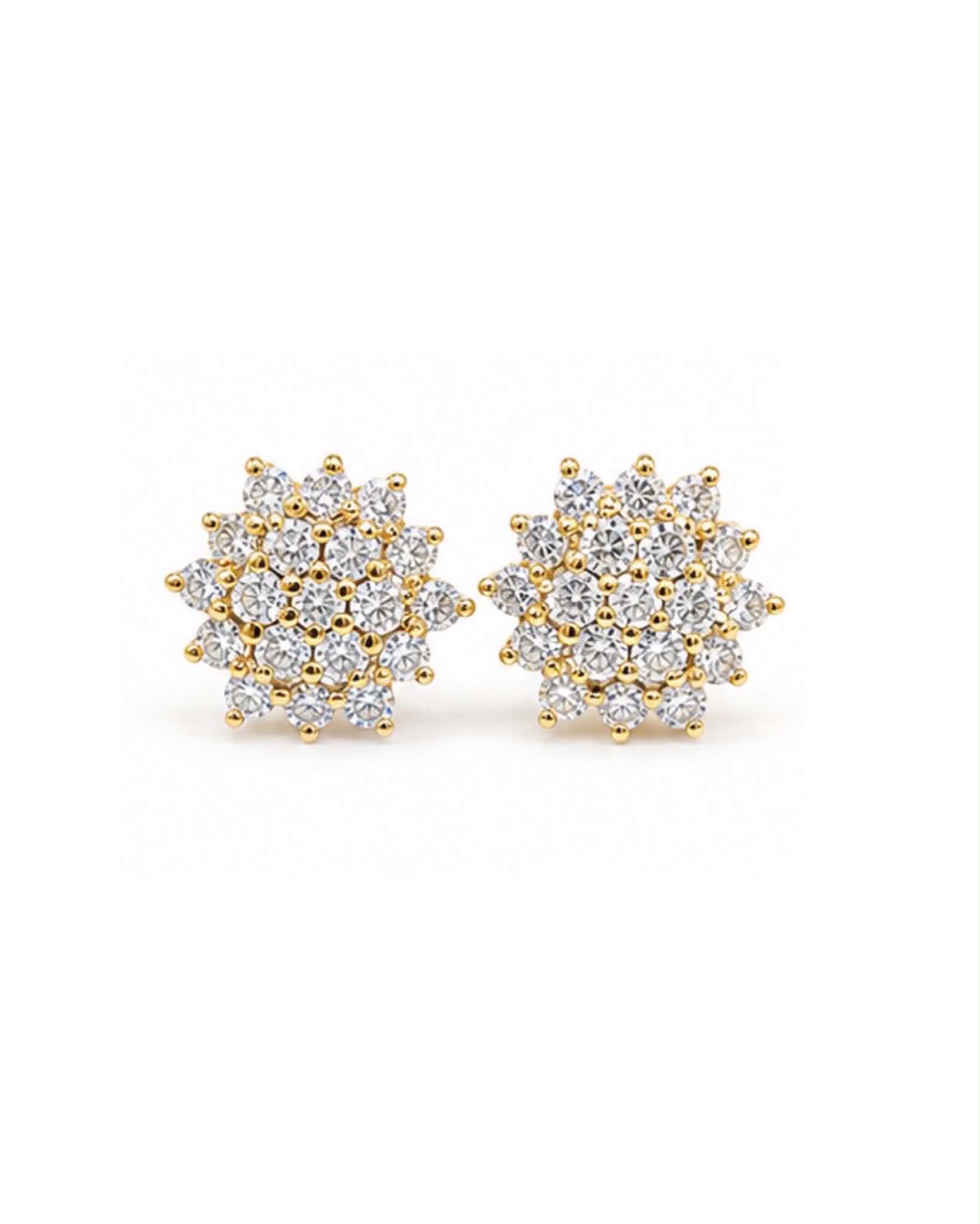 Classic Golden Round Rositas Stud Diamond Earrings 14K