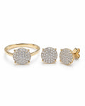 Classic Round Golden Stud Diamond Jewelry Set 14K