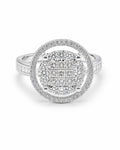 Classic Round Halo Paved Invisible Setting Diamond Ring 14K