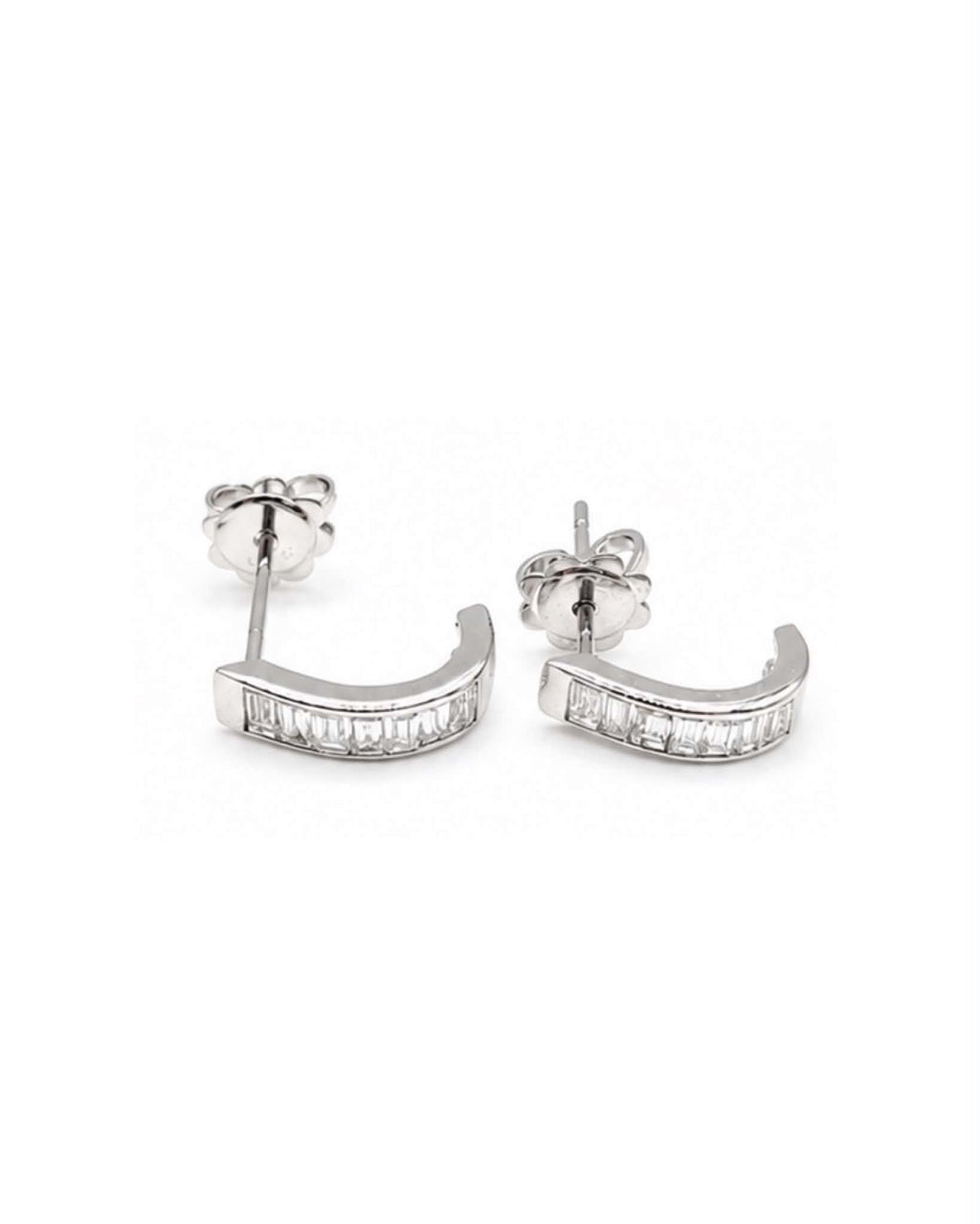 Classic Baguette Hoop Diamond Earrings 18K