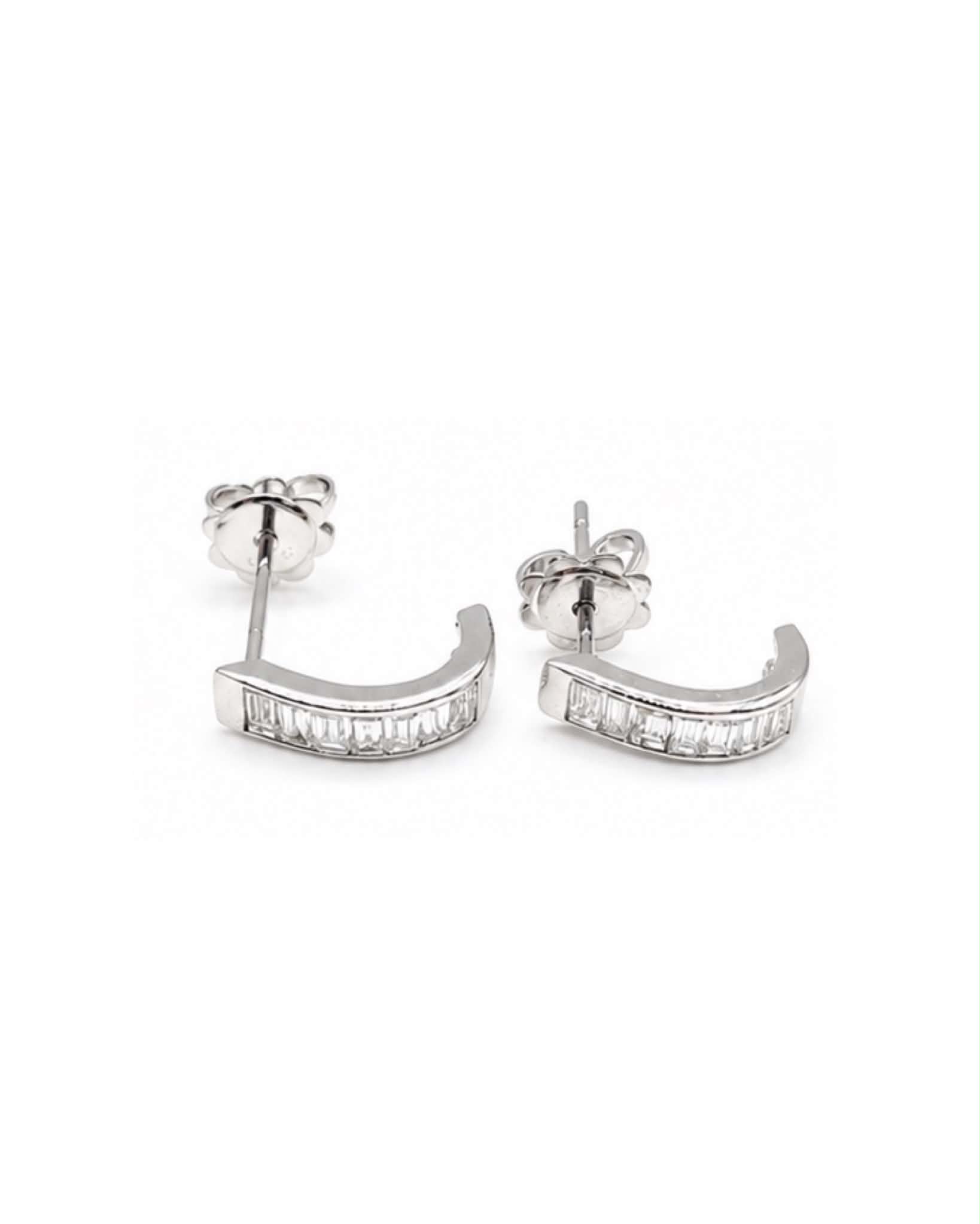 Classic Baguette Hoop Diamond Earrings 18K