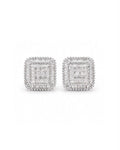 Classic Square Baguette Stud Diamond Earrings 18K