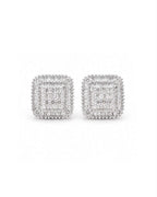 Classic Square Baguette Stud Diamond Earrings 18K