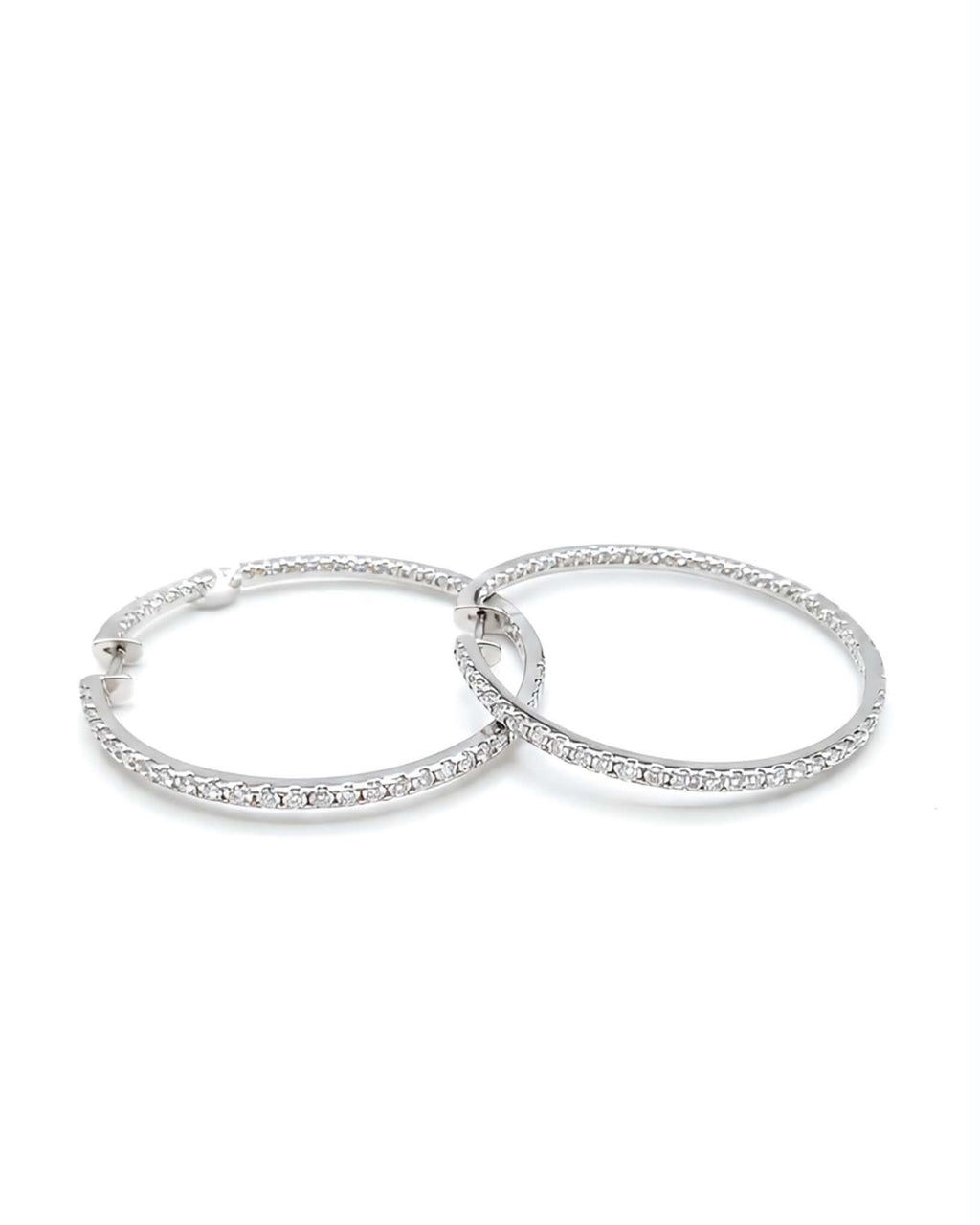 Classic Round Hoop Statement Diamond Earrings 14K