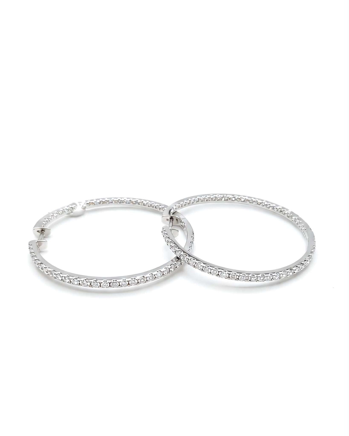 Classic Round Hoop Statement Diamond Earrings 14K