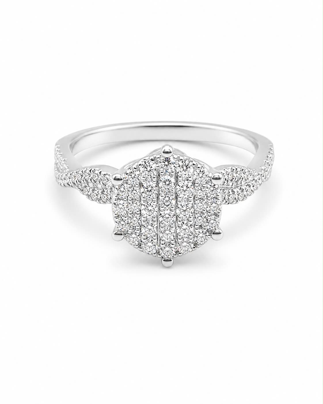 Classic Round Infinity Paved Diamond Ring 14K