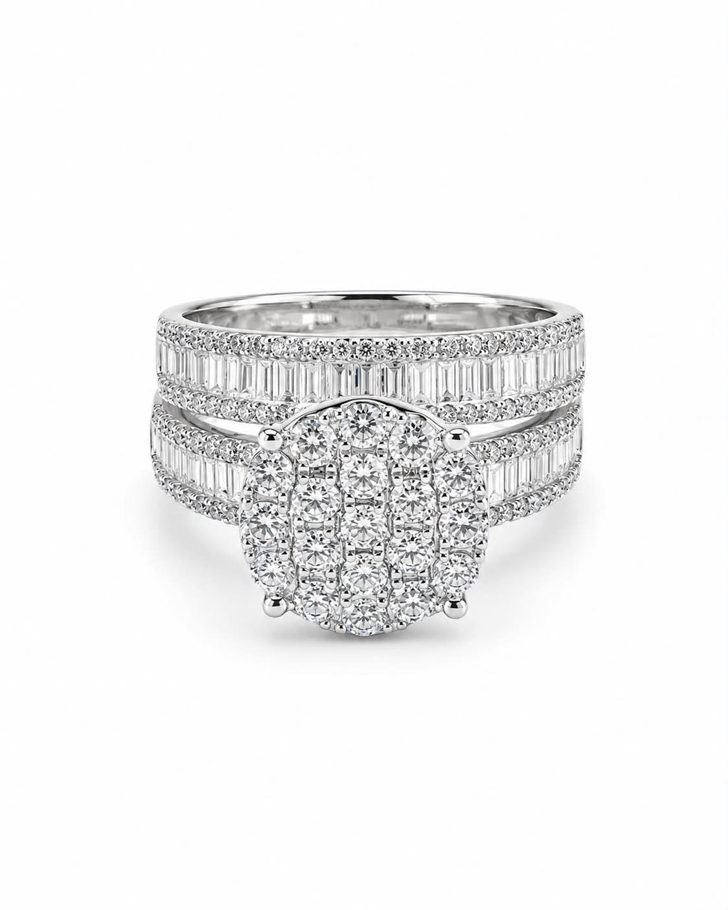 2in1 Classic Round Paved Half Eternity Diamond Ring 14K