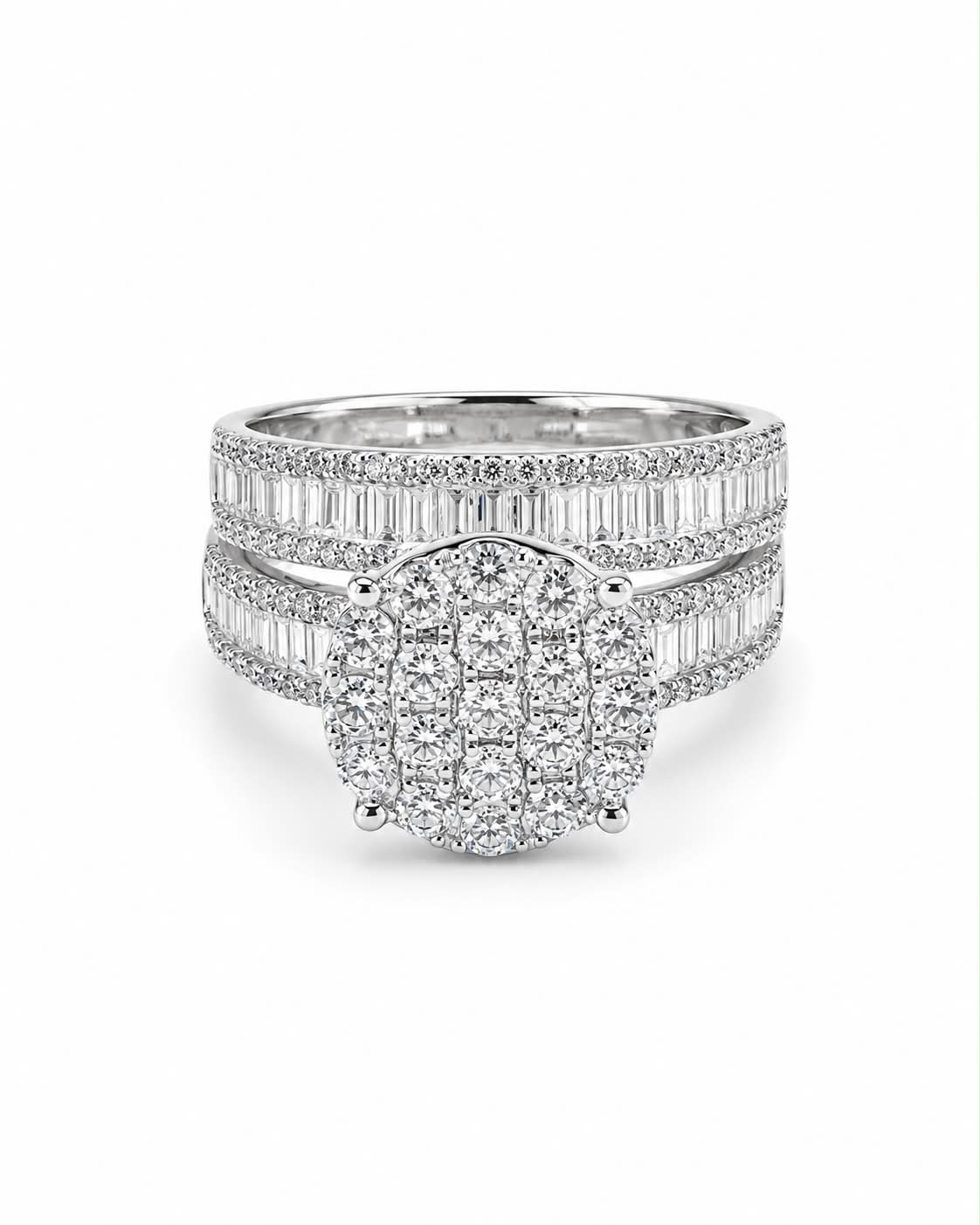 2in1 Classic Round Paved Half Eternity Diamond Ring 14K