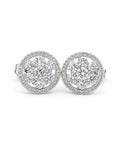 Classic Round Halo Stud Diamond Earrings 18K