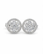 Classic Round Halo Stud Diamond Earrings 18K