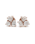 Classic 6.13cts Rosegold Multi Shape Solitaire Cluster Stud Diamond Earrings 14K