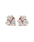 Classic 6.13cts Rosegold Multi Shape Solitaire Cluster Stud Diamond Earrings 14K