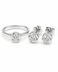 Classic Round Bezel Stud Diamond Jewelry Set 14K