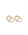 Classic Heart Mother of Pearl Stud Diamond Earrings 14K