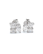 Classic 1.84cts Multi Shape Solitaire Cluster Stud Diamond Earrings 18K