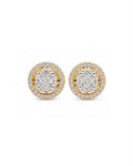 Classic 4ct Face Round Invisible Setting Halo Golden Stud Diamond Earrings 14K