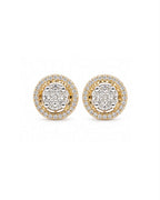 Classic 4ct Face Round Invisible Setting Halo Golden Stud Diamond Earrings 14K