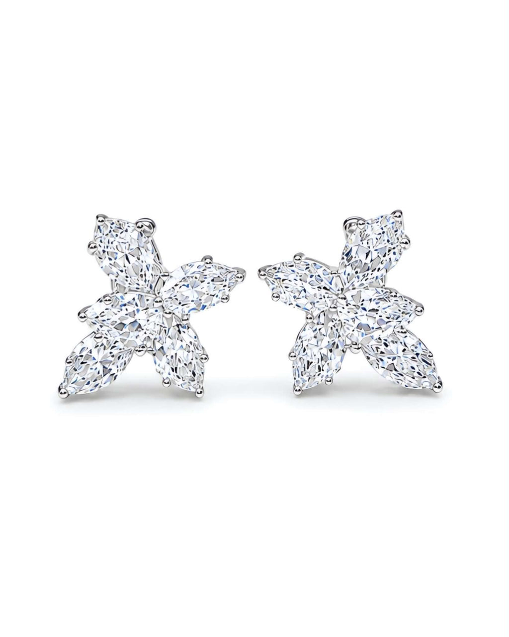 Classic 5.08cts Pear Marquise Solitaire Cluster Diamond Earrings 18K GIA