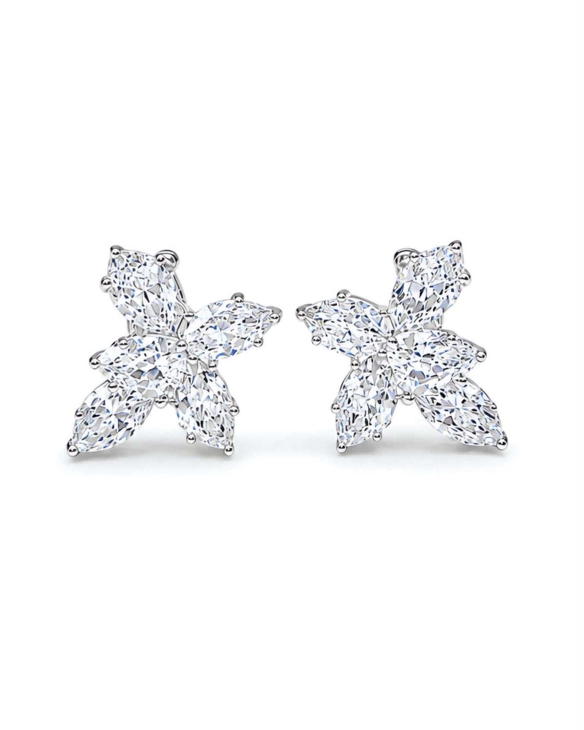 Classic 5.08cts Pear Marquise Solitaire Cluster Diamond Earrings 18K GIA