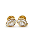 Classic Baguette Marquise Stud Diamond Earrings 14K